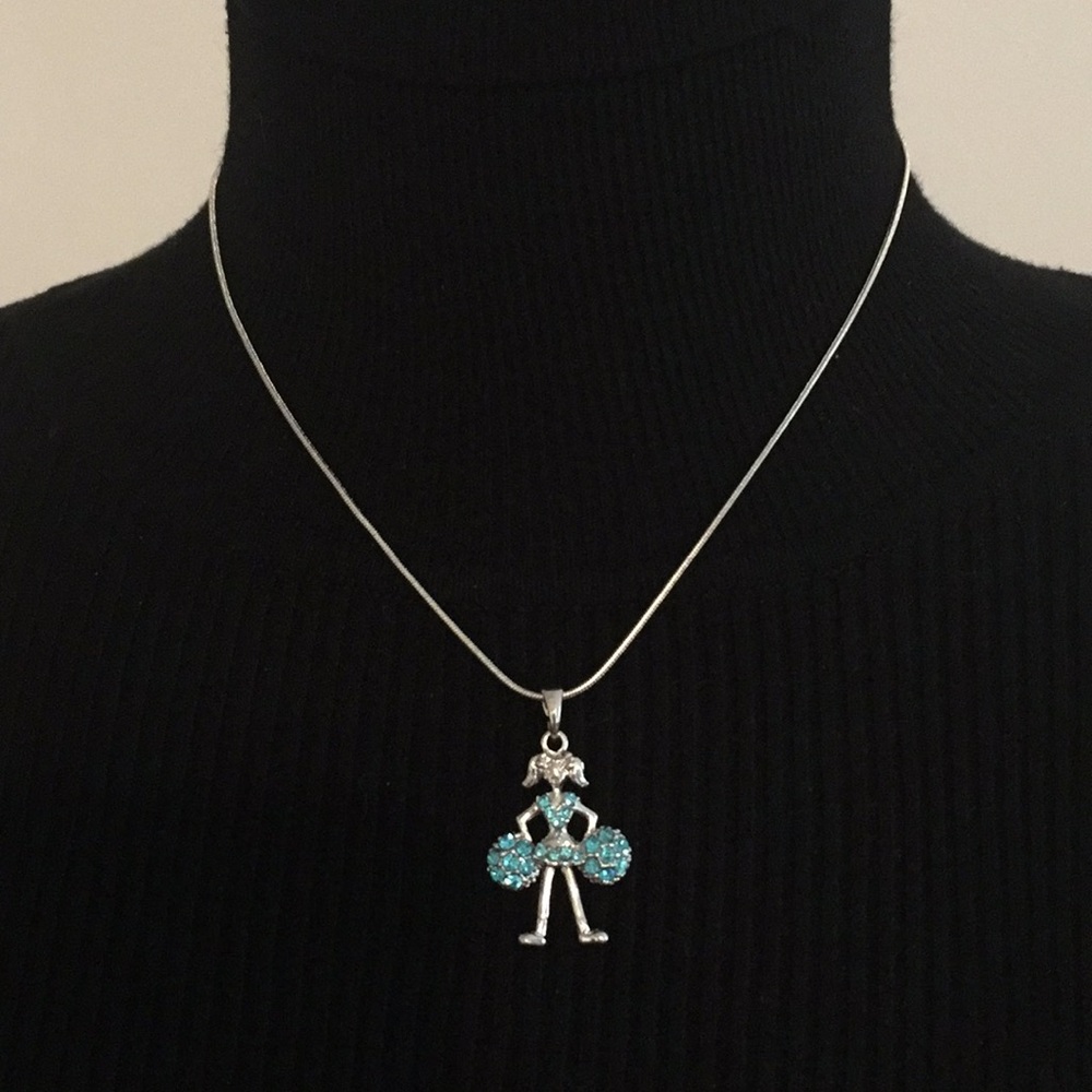 Vintage Silver Tone Cheerleader Necklace